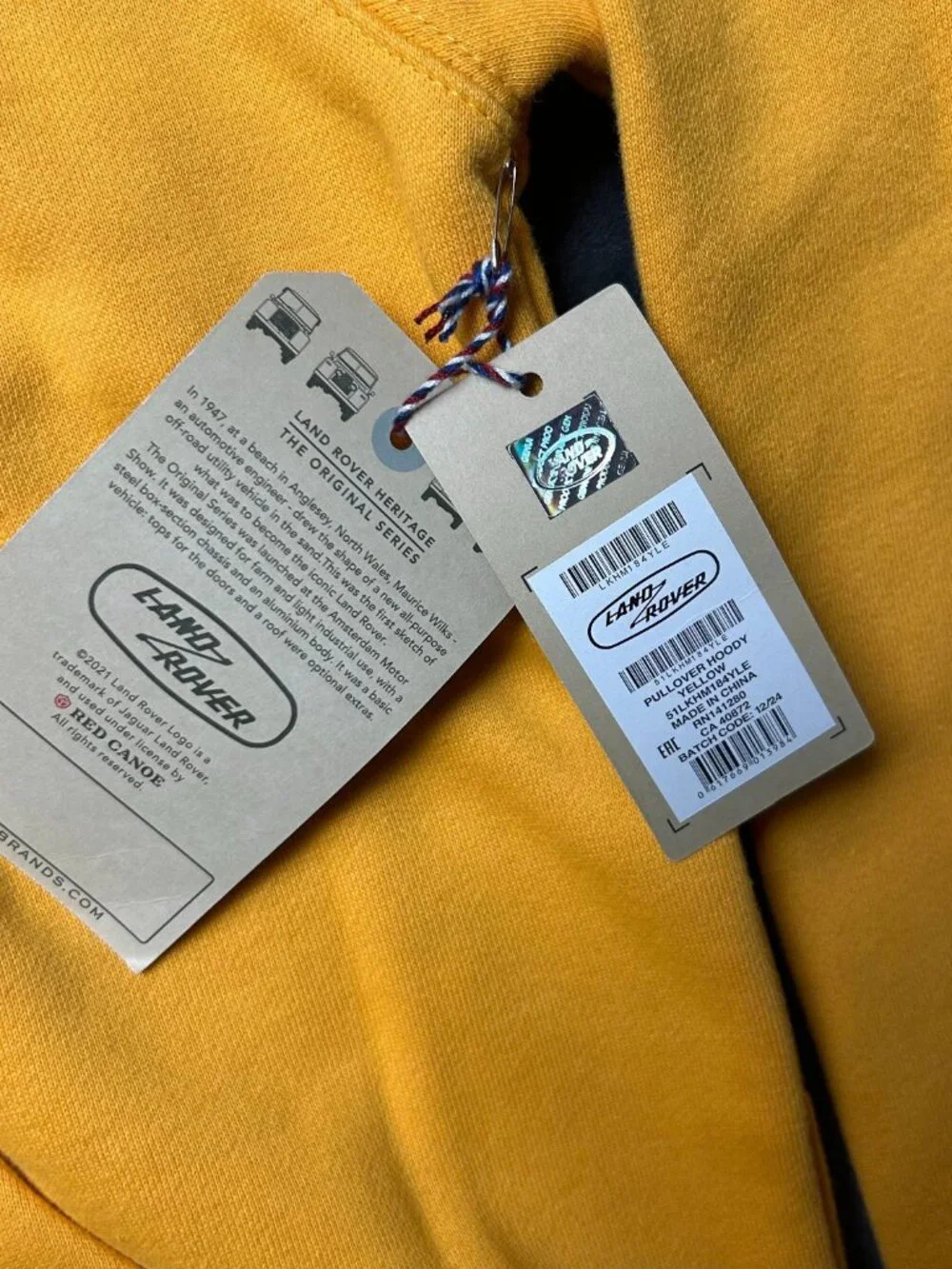 Mens Land Rover X Red Canoe Heritage Pullover Hoody L Yellow Graphic Logo - Picture 4 of 8